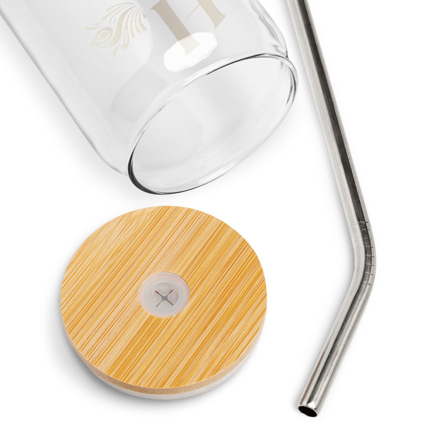 Can-Shaped Drinking Glass Cup, w/ Lid and Metal Straw